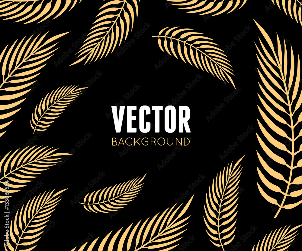 Poster Vector backdrop in flat minimal style with tropical leaves