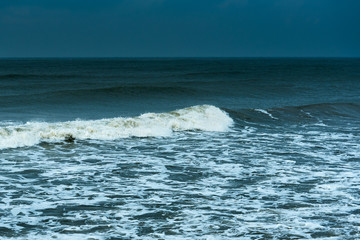 Baltic sea waves in winter day.