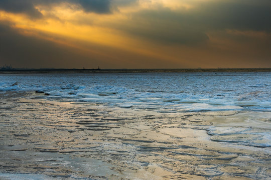 Frozen Baltic sea near Liepaja, Latvia.