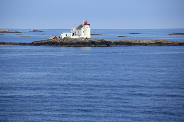 Historic lighthouse on the coast of Norway