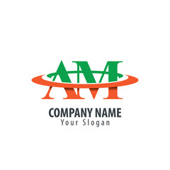 Initial Letter AM With Overlapping Swoosh Circle