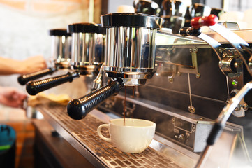 coffee machine preparing cup of coffee.