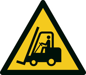 ISO 7010 W014 Warning; Forklift trucks and other industrial vehicles