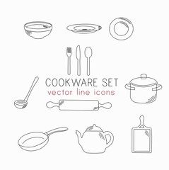 Vector set. Icons of tableware.