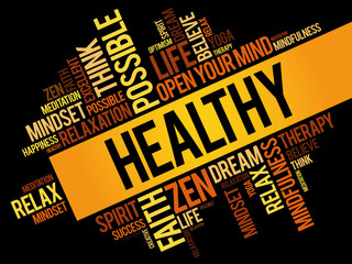 Healthy word cloud collage, concept background