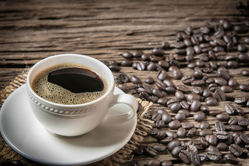 coffee cup and coffee beans