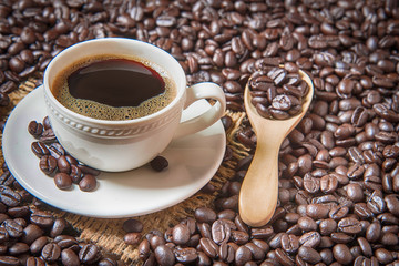 coffee cup and coffee beans