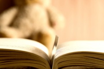 opened book on table