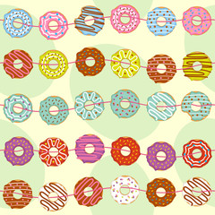 seamless pattern with garland of donuts- vector illustration, eps