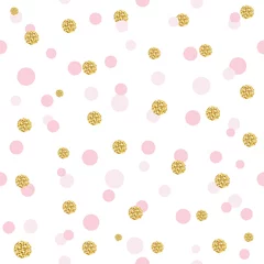 Tapeten Glitter Konfetti Polka Dot Musterdesign Hintergrund. Trendfarben in Gold und Pastellrosa. Für Geburtstag, Valentinstag und Scrapbook-Design. © cutelittlethings