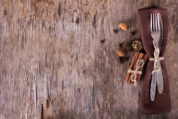 Table set with a winter, Christmas decoration