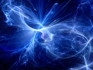 Blue glowing high energy plasma field in space