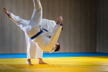 Judo training in the sports hall