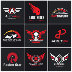 logo collection set automotive skull rock wing warrior sound bike motorcycle motorbike t shirt tattoo fox lion eagle animal crest crests
