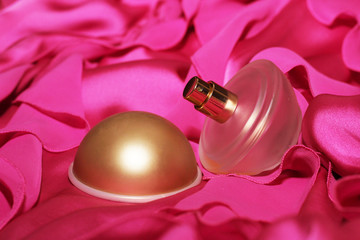 Flavor parfume on pink textile