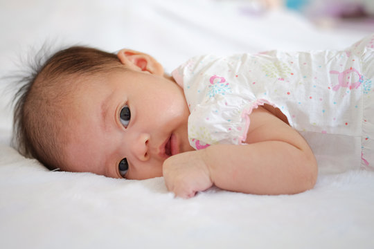 Cute baby 2 months, close-up portrait