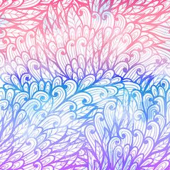 Fototapeta na wymiar Hand drawn gradient blue and pink floral invitation card design