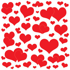 Abstract pattern - red hearts on white background. Valentine's Day. Seamless pattern. Raster