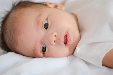 Cute baby 2 months, close-up portrait