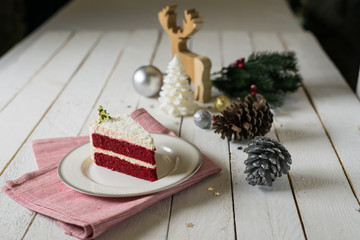 red velvet cake with white cream decoration