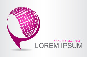 Logo stylized spherical surface with abstract shapes