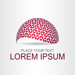 Logo stylized spherical surface with abstract shapes