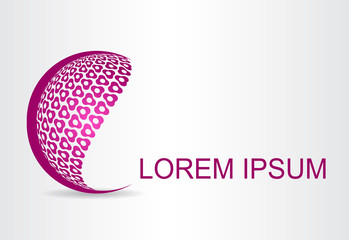 Logo stylized spherical surface with abstract shapes
