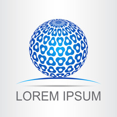 Logo stylized spherical surface with abstract shapes