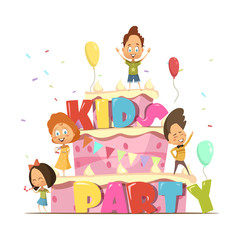 Kids Party Retro Composition