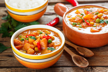 veggie curry with pumpkin and chickpeas - obrazy, fototapety, plakaty