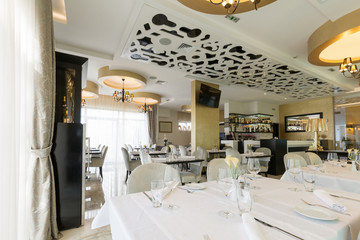 Interior of a modern new hotel restaurant