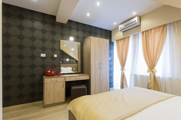 Interior of a new hotel bedroom