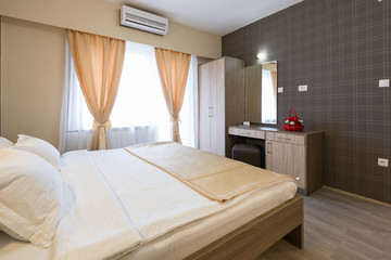 Interior of a new hotel bedroom