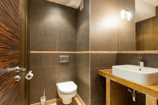 Bathroom interior in new modern hotel