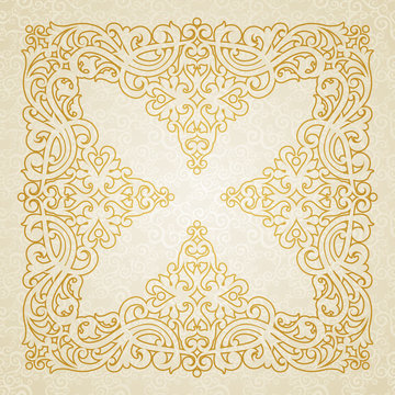 Vector baroque ornament in Victorian style. Ornate element for design. Toolkit for designer. Golden ornamental pattern for wedding invitations and greeting cards. Traditional floral decor.