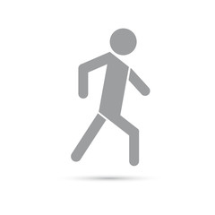 Icon gray walking man on a white background