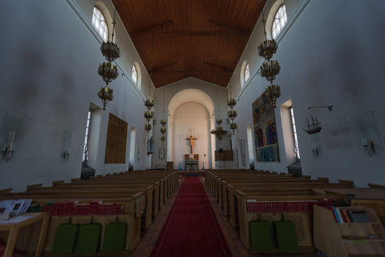 Inside the Church of Nynashamn, Stockholm, Sweden. 03.08.2016