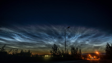noctilucent clouds over the city Petrozavodsk. Karelia