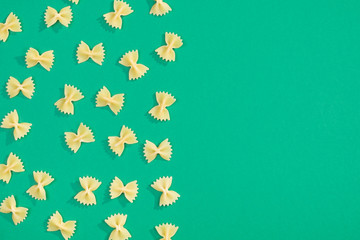 Farfalle pasta flat lay pattern