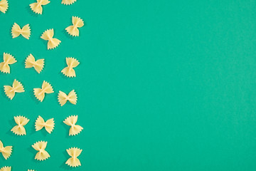 Farfalle pasta flat lay pattern