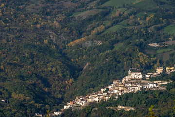 Fototapeta na wymiar Aerial view of the village of Farindola, Pescara, Abruzzo, Italy
