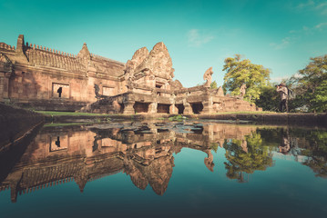 Naklejka premium sand stone castle, phanomrung in Buriram province, Thailand. Rel