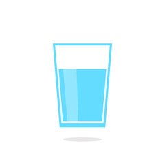 Glass of water transparent flat design icon vector