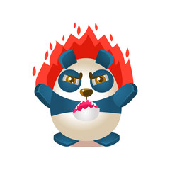 Cute Panda Activity Illustration With Humanized Cartoon Bear Character On Fire With Anger