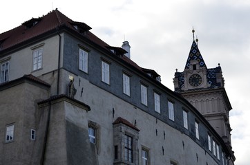 Architecture from Brandys nad Labem castle and cloudy sky