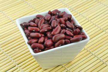 Red beans in white porcelain bowl