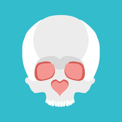 Skull love. Nose heart. Valentines Day illustration