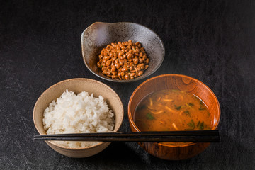 藁入り納豆　Natto Japanese foods