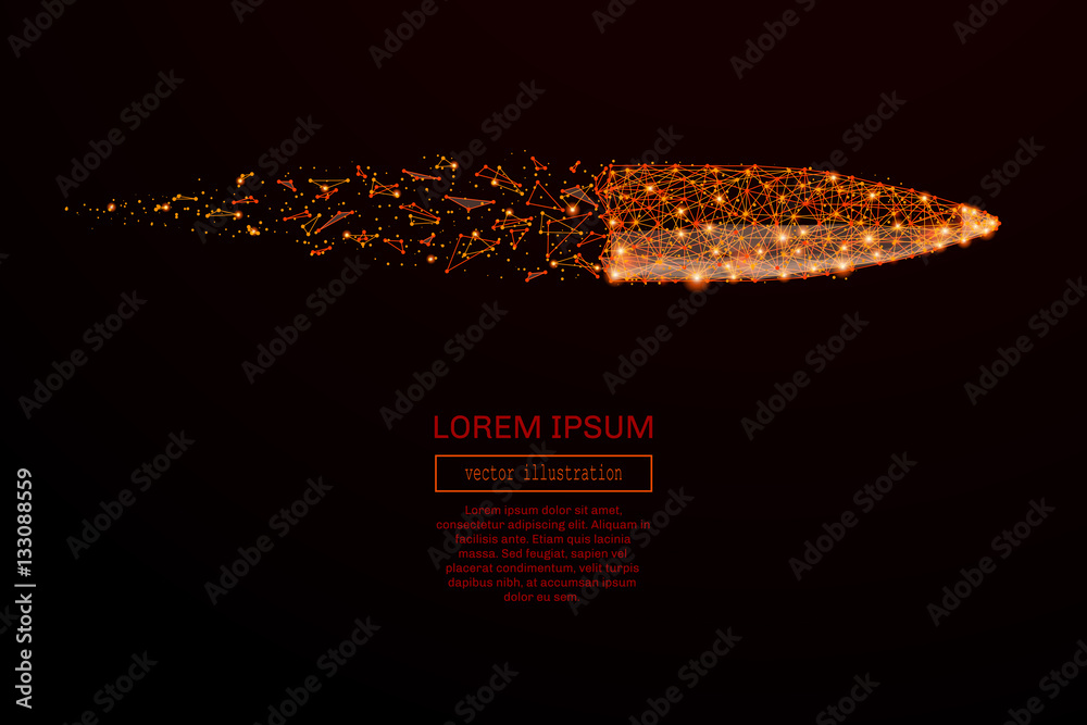 Poster Abstract mash line and point bullet in flames style on dark background with an inscription. Business net speed of a starry sky or space, consisting of stars and the universe. Vector illustration