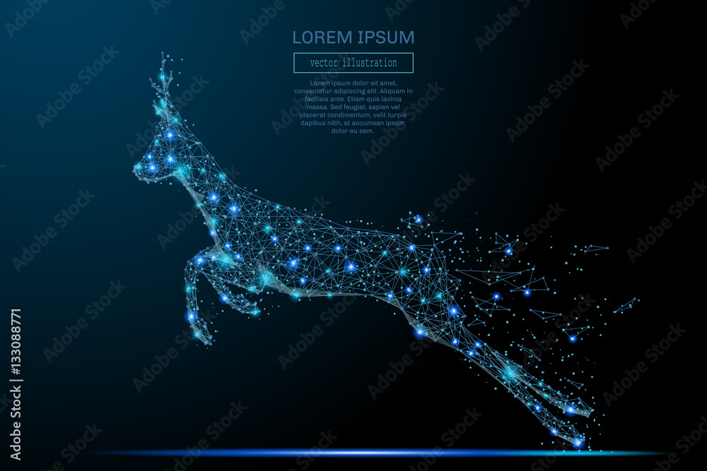 Fototapete security roe composed of polygons. low poly vector illustration of a starry sky or comos. the roe co